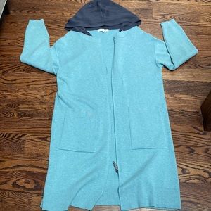 Sandwich blue haze/mint green zipper cardigan like new